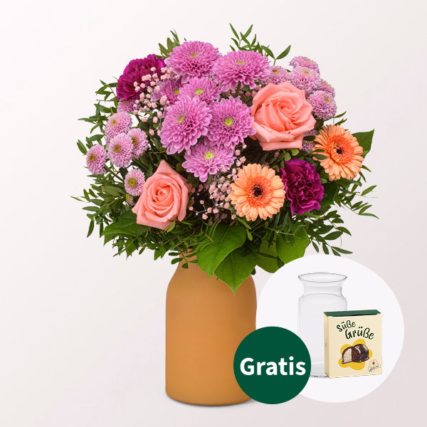 Blumenstrauß Farbspiel mit Halloren Kugeln & Vase