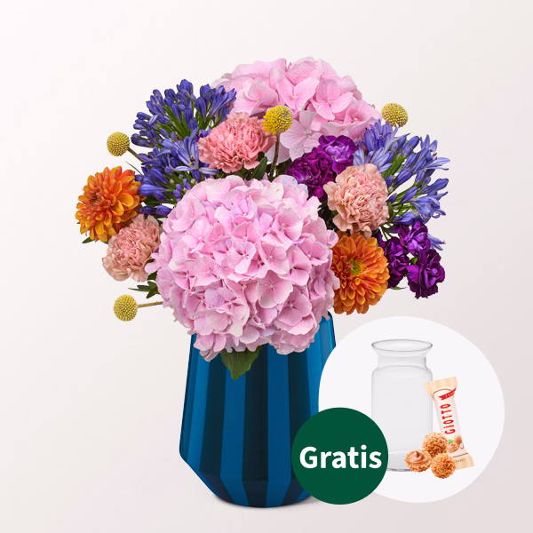 Blumenstrauß Blütenmelodie mit Vase & Ferrero Giotto 3er