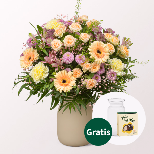 Blumenstrauß Sommerromanze mit Halloren Kugeln & Vase
