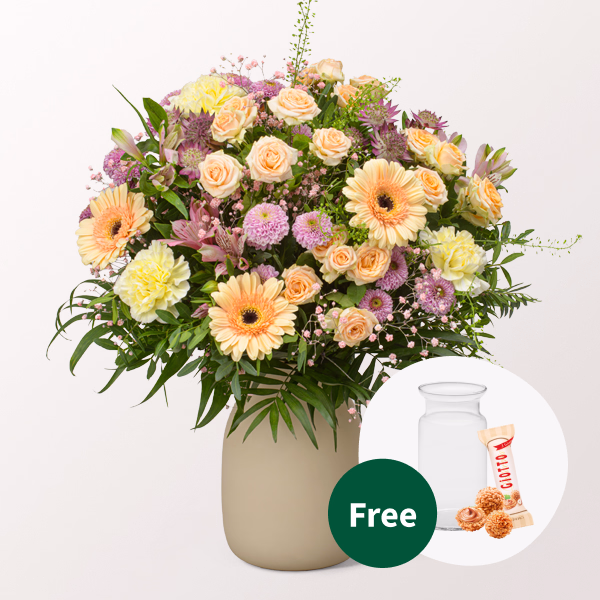 Flower Bouquet Sommerromanze with vase & Ferrero Giotto