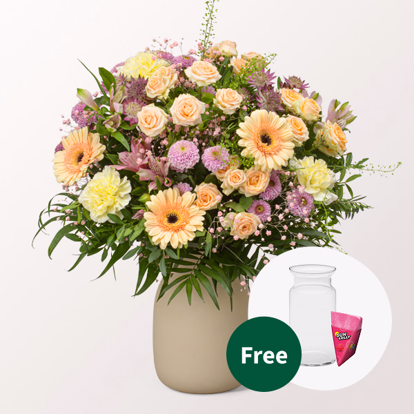 Flower Bouquet Sommerromanze with SunLolly Raspberry & vase