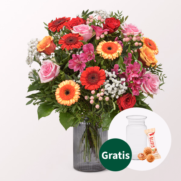 Blumenstrauß Blütenpoesie mit Vase & Ferrero Giotto