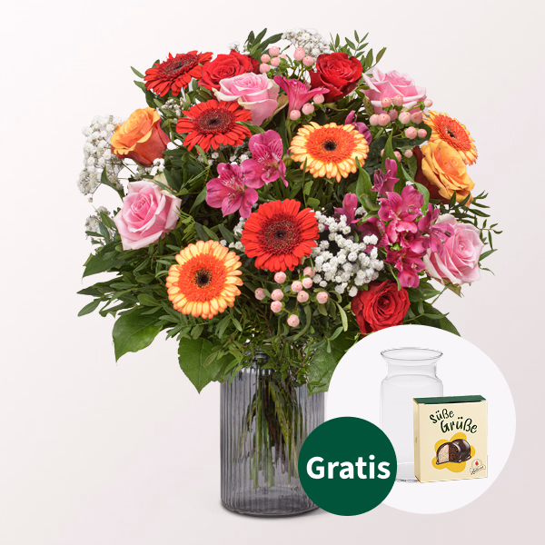 Blumenstrauß Blütenpoesie mit Halloren Kugeln & Vase