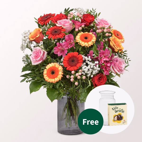 Flower Bouquet Blütenpoesie with Halloren Balls & vase