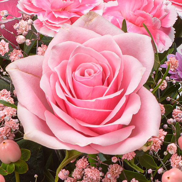 Blumenstrauß Muttertagsfreude mit Vase & Ferrero Giotto 3er