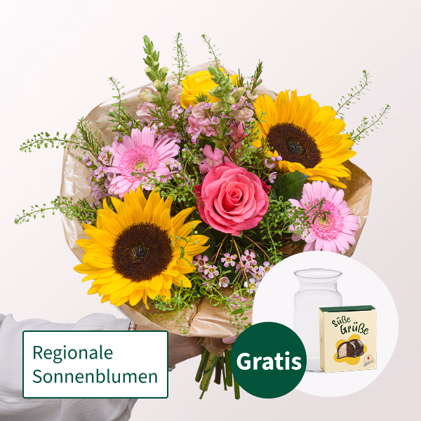 Blumenstrauß Pure Freude mit Halloren Kugeln & Vase