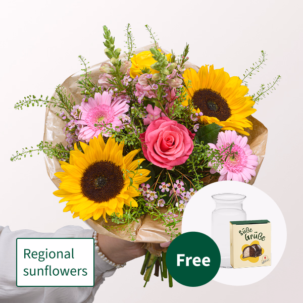 Flower Bouquet Pure Freude with Halloren Balls & vase