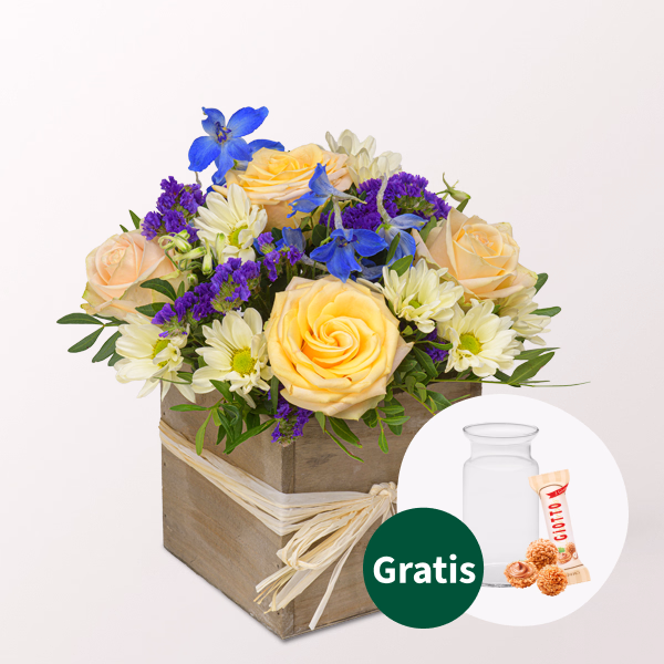 Arrangement Joy mit Vase & Ferrero Giotto 3er