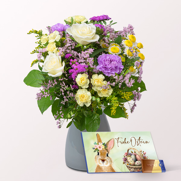 Blumenstrauß Frühlingshauch mit Vase & Merci