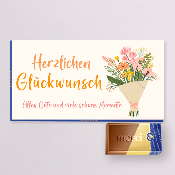 Merci mit Banderole „Herzlichen Glückwunsch“ (100 g)