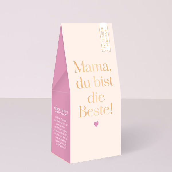 Fruchtgummi-Herzen „Mama du bist die Beste“ (70 g)