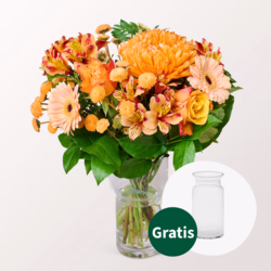 Blumenstrauß Abendsonne mit Vase
