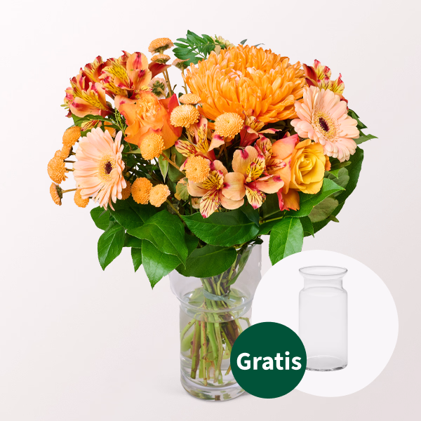 Blumenstrauß Abendsonne mit Vase
