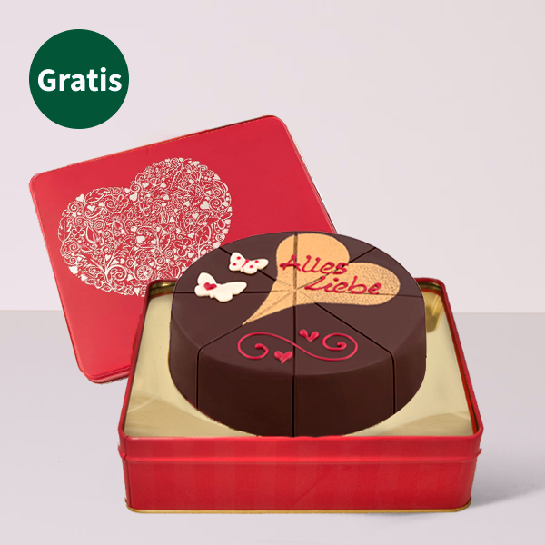 Rosenstrauß Harmony mit Vase & Sachertorte