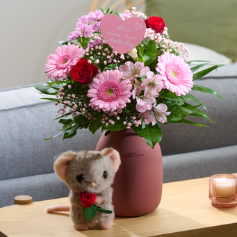 Flower Bouquet Mutterherz with vase & Mouse