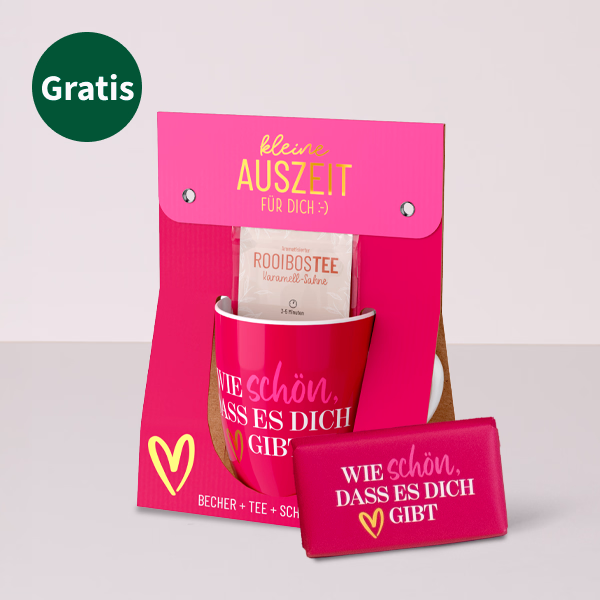 Blumenstrauß Glücksmoment mit Vase & Teelicht & Auszeit-Set