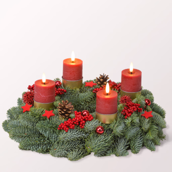 Adventskranz Winterzauber (Ø 30 cm) mit Halloren Kugeln