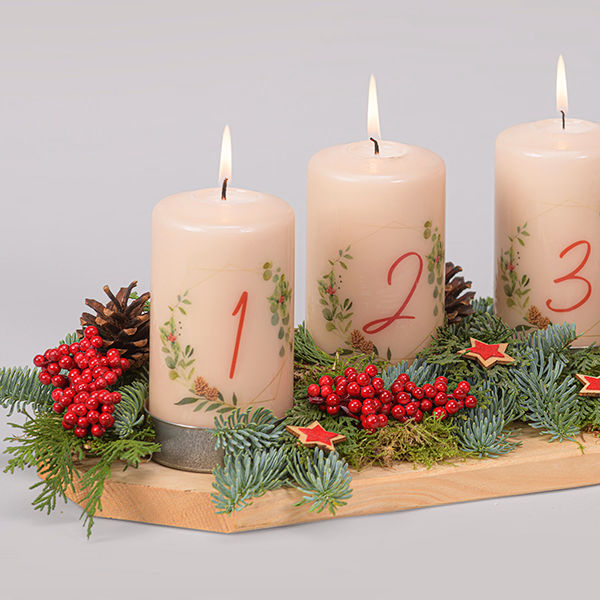 Christmas Arrangement Leuchtender Advent (45 x 17 cm) with Halloren Balls
