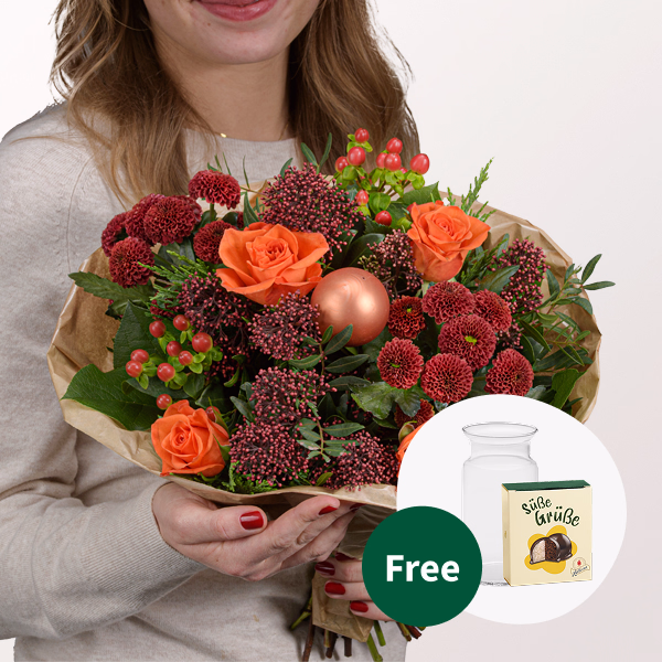 Flower Bouquet Winterzeit with Halloren Balls & vase