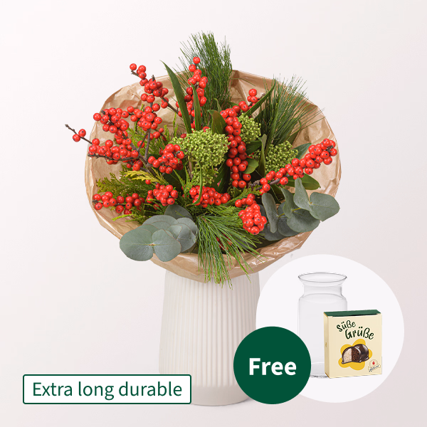 Flower Bouquet Winterbote with Halloren Balls & vase