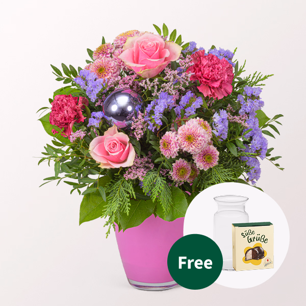 Flower Bouquet Winterglühen with Halloren Balls & vase