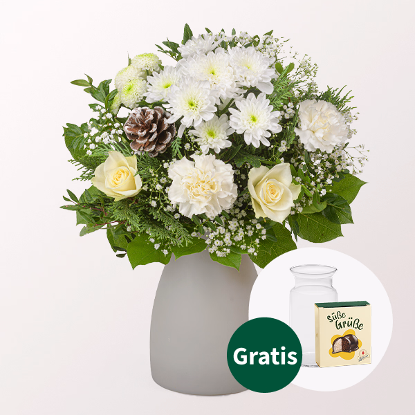 Blumenstrauß Sternennacht mit Halloren Kugeln & Vase