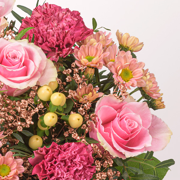 Blumenstrauß Winterspiel mit Halloren Kugeln & Vase