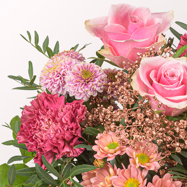 Blumenstrauß Winterspiel mit Halloren Kugeln & Vase