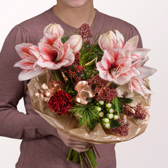 Flower Bouquet Winterlaune with Halloren Balls & vase