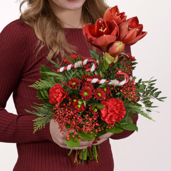 Flower Bouquet Schöne Bescherung with Halloren Balls & vase