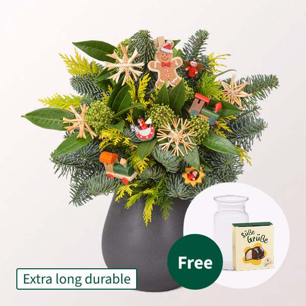 Flower Bouquet Bescherung with Halloren Balls & vase