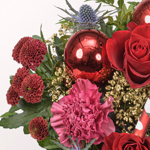 Blumenstrauß Festliche Bescherung mit Halloren Kugeln & Vase