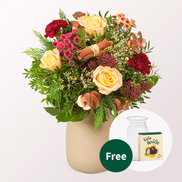 Flower Bouquet Winterromanze with Halloren Balls & vase