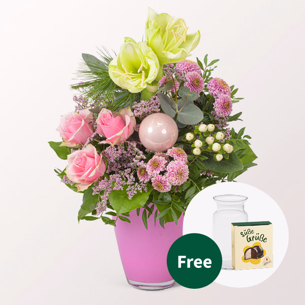 Flower Bouquet Weihnachtsduft with Halloren Balls & vase