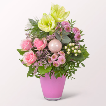 Flower Bouquet Weihnachtsduft with Halloren Balls & vase