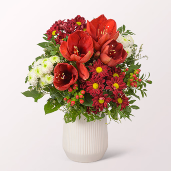 Blumenstrauß Winterzauber mit Halloren Kugeln & Vase
