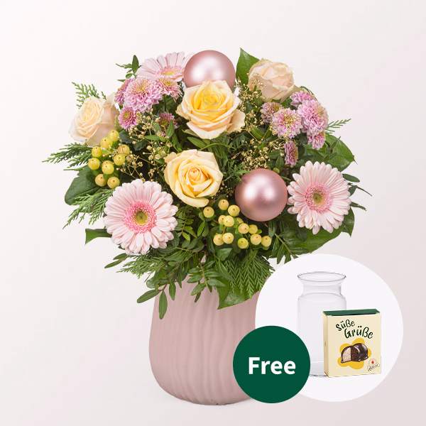 Flower Bouquet Wintersymphonie with Halloren Balls & vase