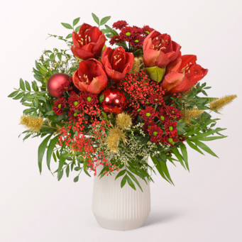 Flower Bouquet Weihnachtsfreude with Halloren Balls & vase