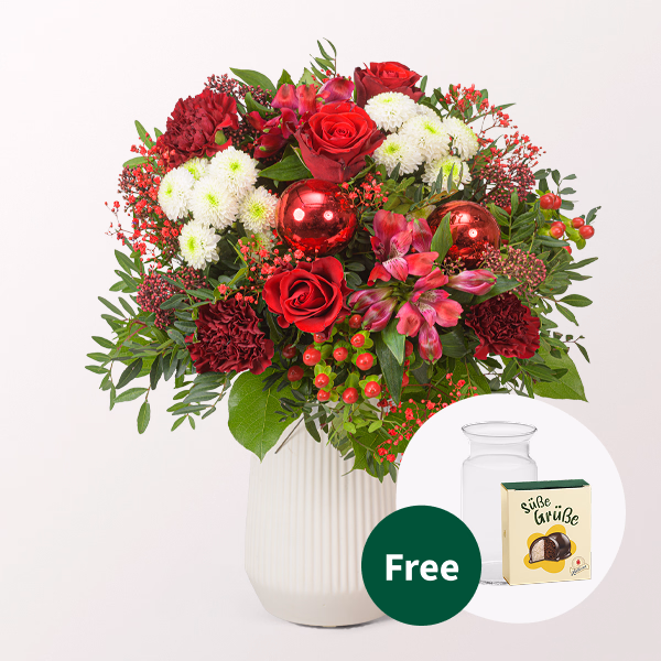 Flower Bouquet Engelszauber with Halloren Balls & vase