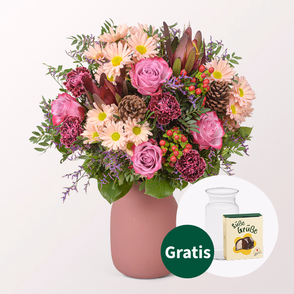 Blumenstrauß Blütentraum mit Halloren Kugeln & Vase