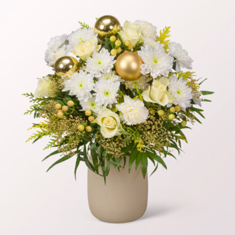 Blumenstrauß Schneezauber mit Halloren Kugeln & Vase