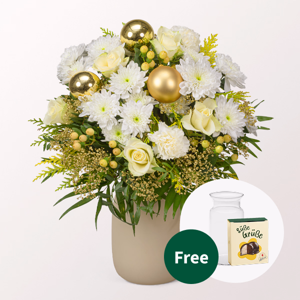 Flower Bouquet Schneezauber with Halloren Balls & vase
