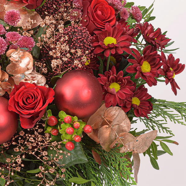 Premium Bouquet Weihnachtszeit with Premium Vase & Halloren Balls