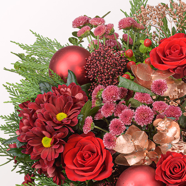 Premium Bouquet Weihnachtszeit with Premium Vase & Halloren Balls