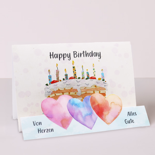 Motivkarte mit Ausstanzung „Happy Birthday“
