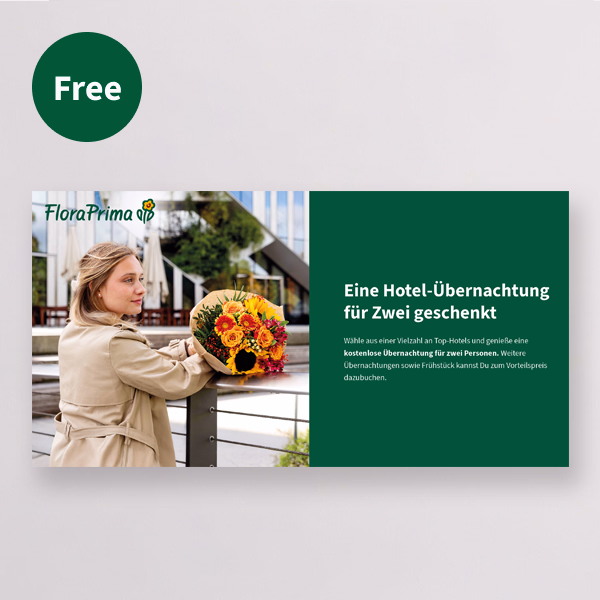 Flower Bouquet Landliebe & Hotel Voucher with Hotel Voucher & vase