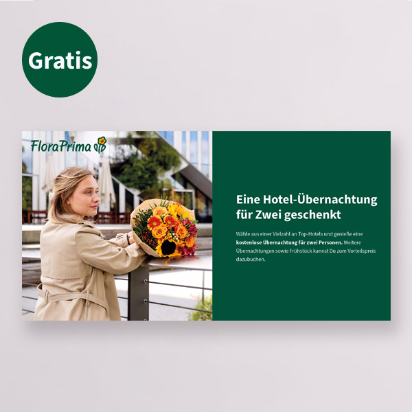 Blumenstrauß Landliebe & Hotelgutschein mit Hotel-Gutschein & Vase