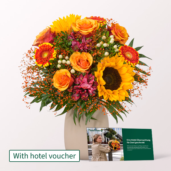 Flower Bouquet Landliebe & Hotel Voucher with Hotel Voucher & vase