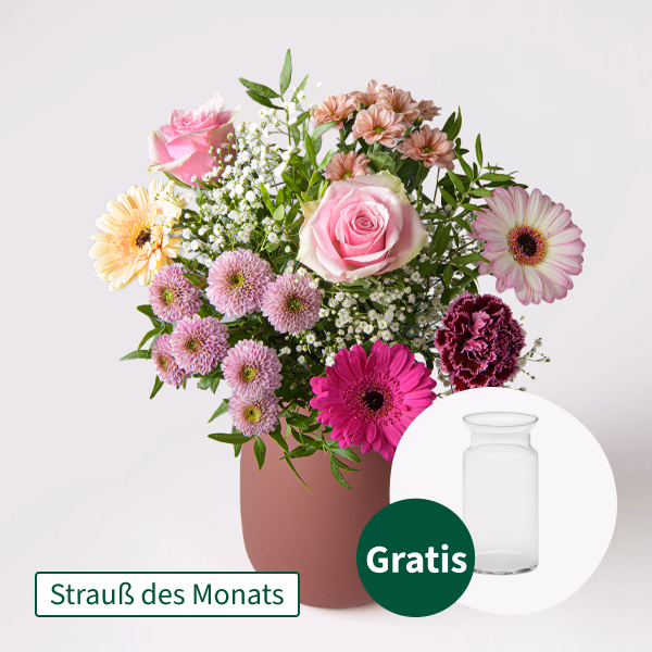 Strauß des Monats mit Vase