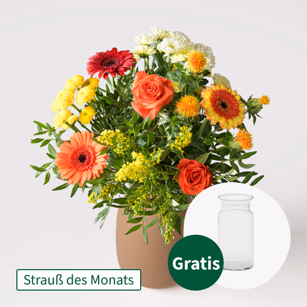 Strauß des Monats mit Vase